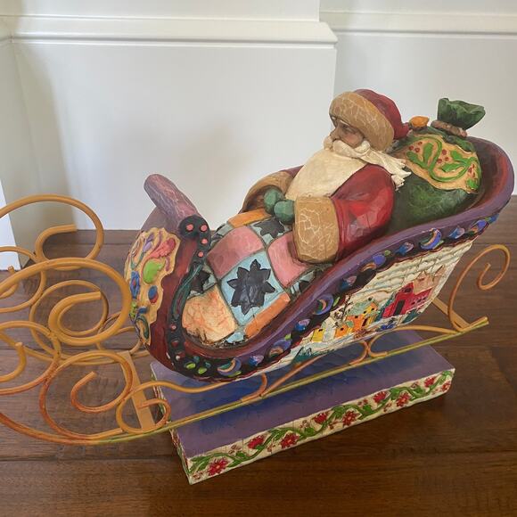 2004 Jim Shore Delivering Joy Heartwood Creek Santa Sleigh - Picture 1 of 8